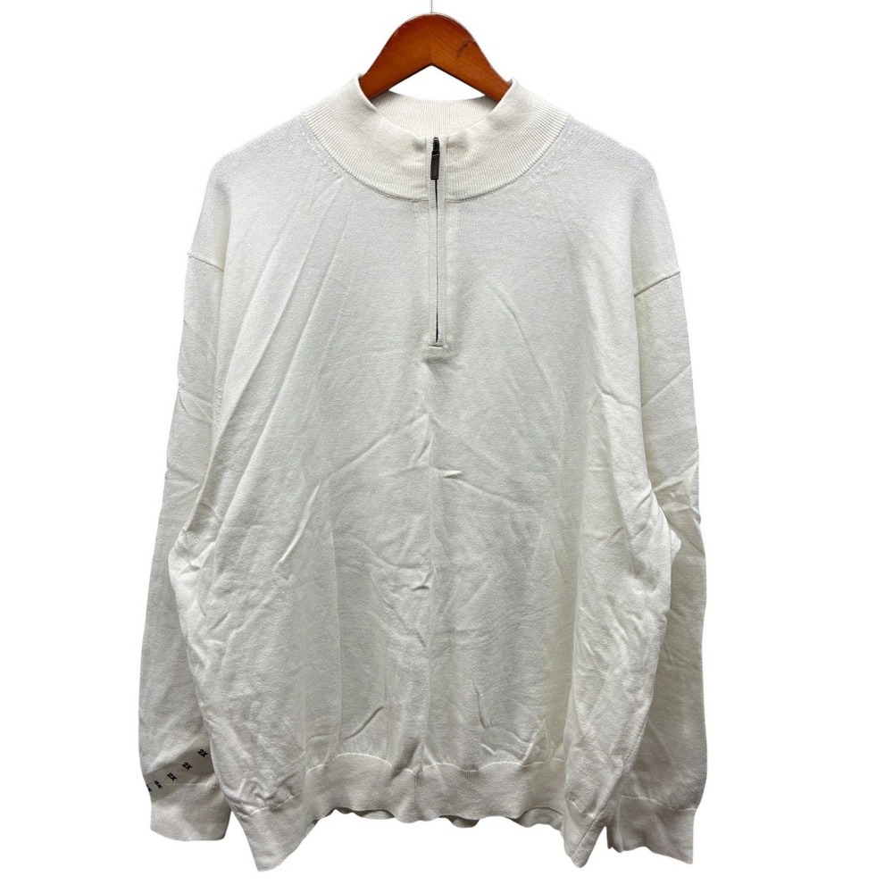 Oak Hill Quarter Zip Sweater Men's 2XL Cream Pullover Casual Cashmere Blend NWT